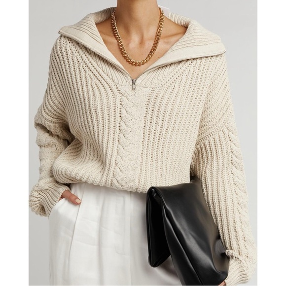 DISSH Barnett Stone Cable Zip Front Knit Sweater - Picture 2 of 5